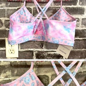 NWT LOVESHACKFANCY X BANDIER Strappy Sports bra in pink tie dye cotton candy